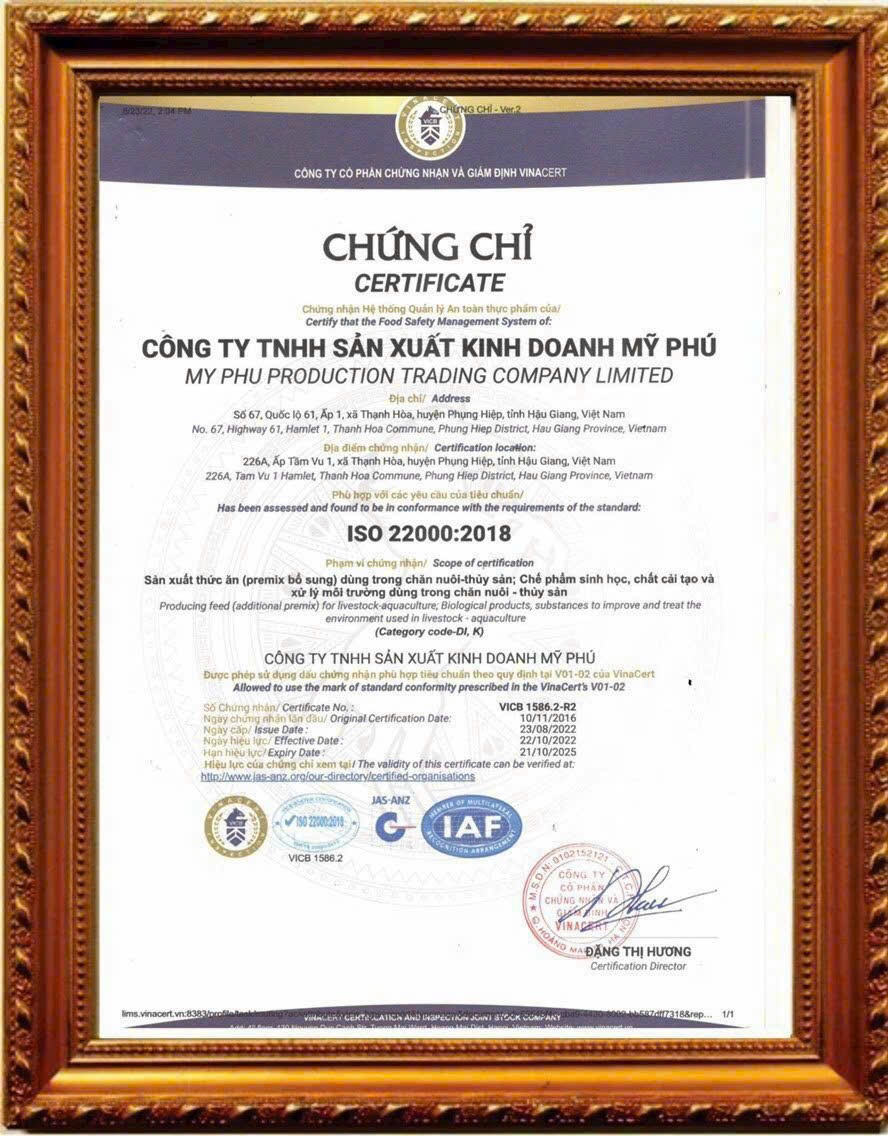 CHỨNG CHỈ  ISO 22000:2018